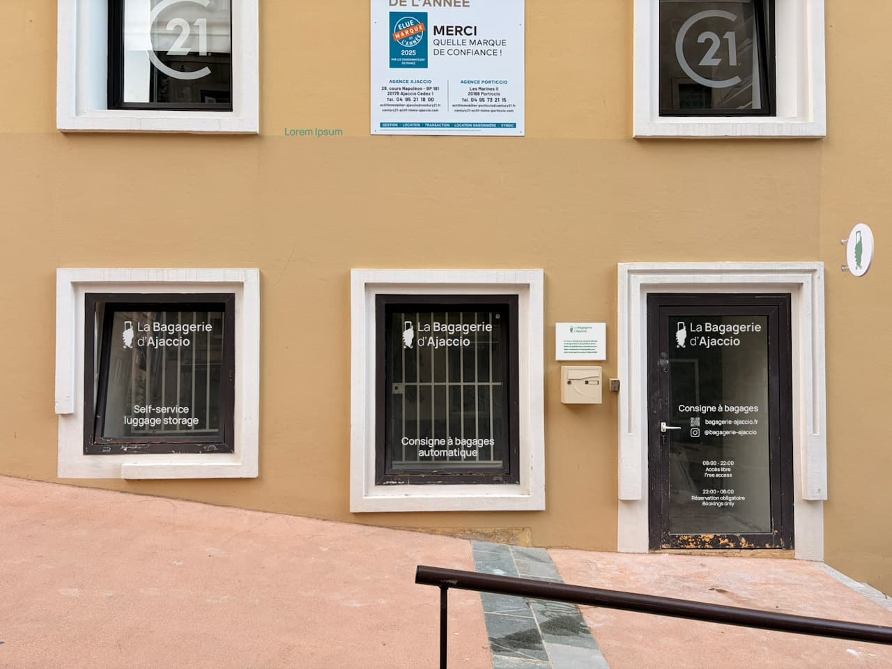 Interior view of automatic luggage lockers at La Bagagerie d'Ajaccio
